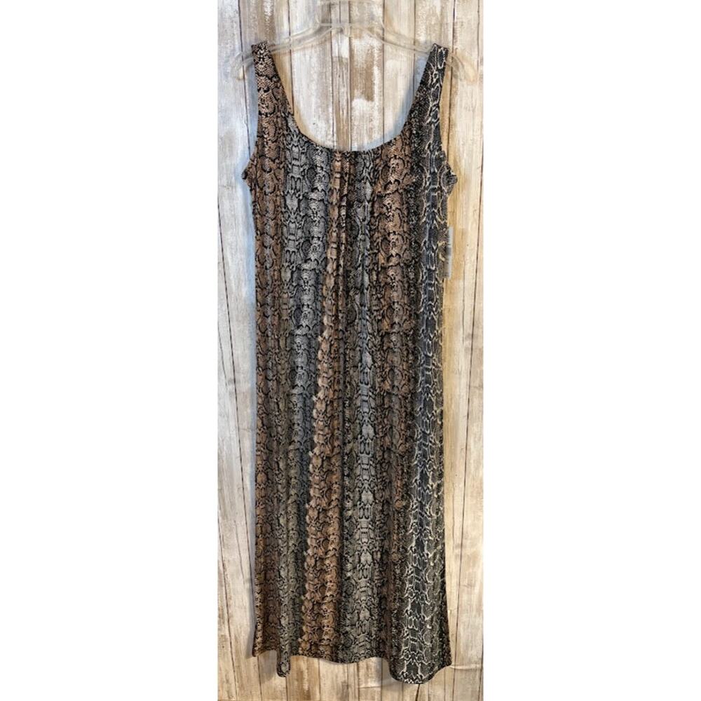 Glamour Brown Black Reptile Print‎ Sleeveless Maxi Dress Size 14